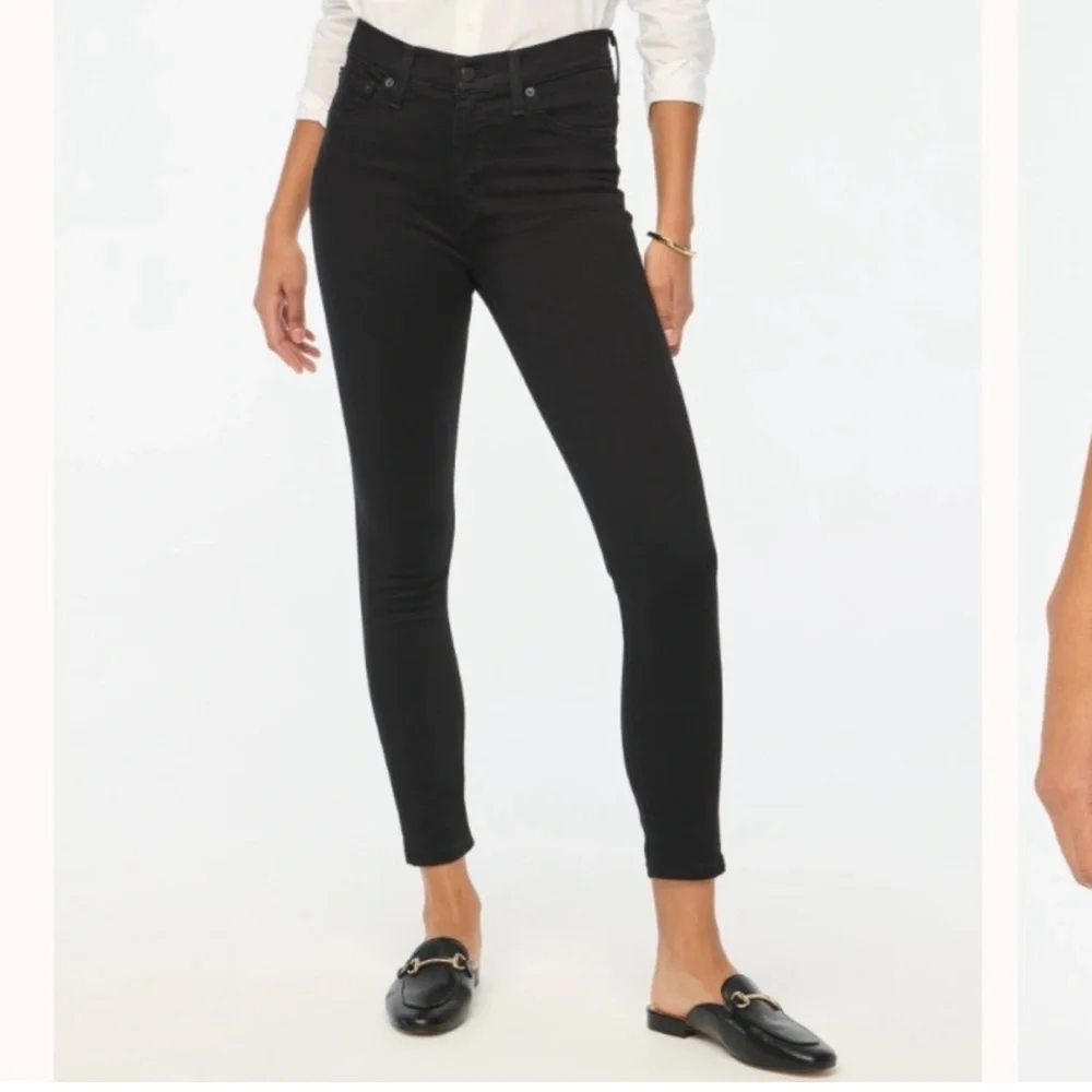 NWT J Crew toothpick‎ black skinny jeans 9” high rise stretch denim size 26